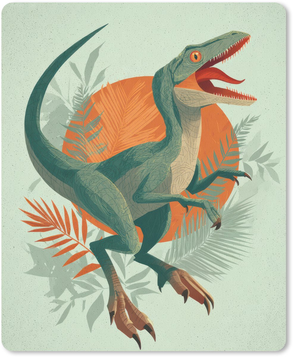 Muismat 19x23 cm - Mousepad Dino - Bladeren - Grafisch - Groen - Muismatten
