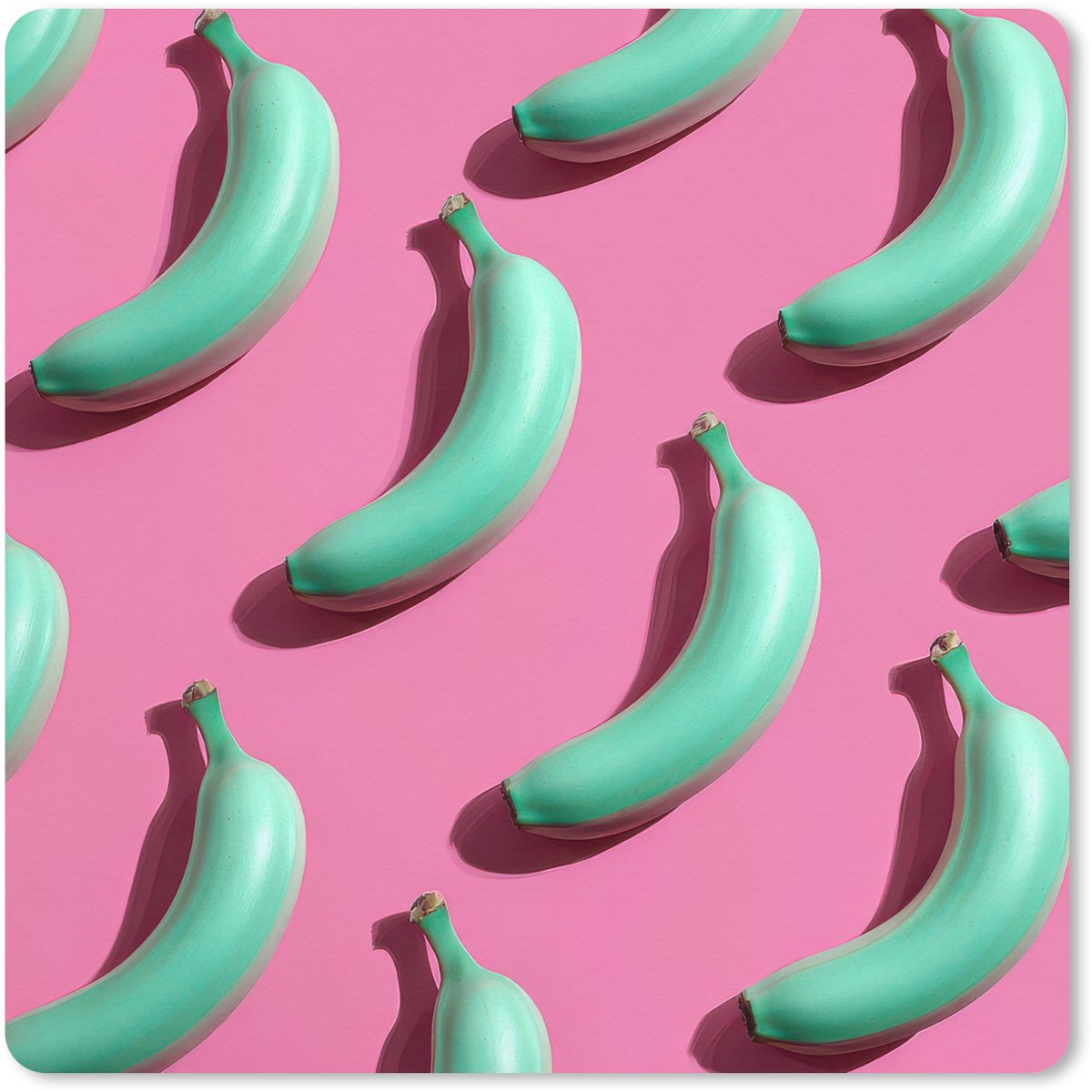 Muismat XXL 60x60 cm - Bureau onderlegger - Bureau mat Bananen - Patroon - Blauw - Roze - Bureaumat - Gaming mousepad xl - Bureaulegger groot - Computer deskmat