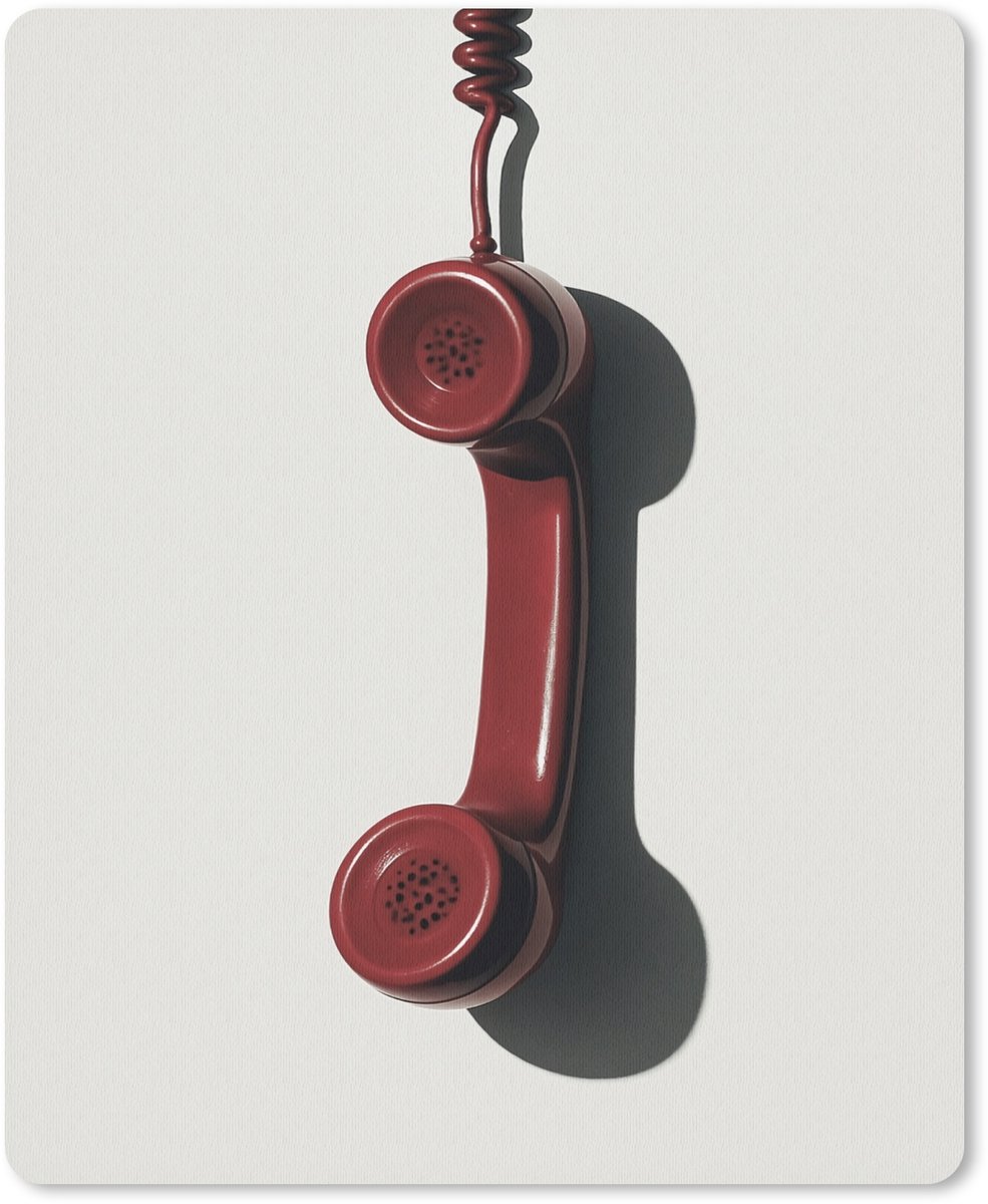 Muismat 19x23 cm - Mousepad Telefoon - Koord - Rood - Minimalistisch - Muismatten