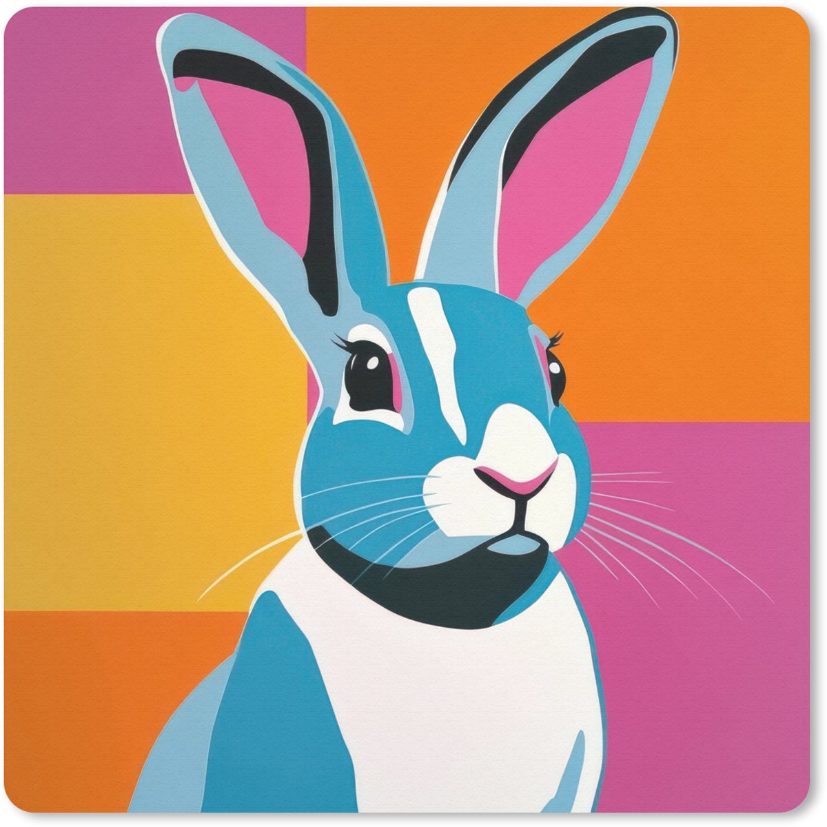Muismat 20x20 cm - Mousepad Haas - Kleurvakken - Oren - Roze - Muismatten