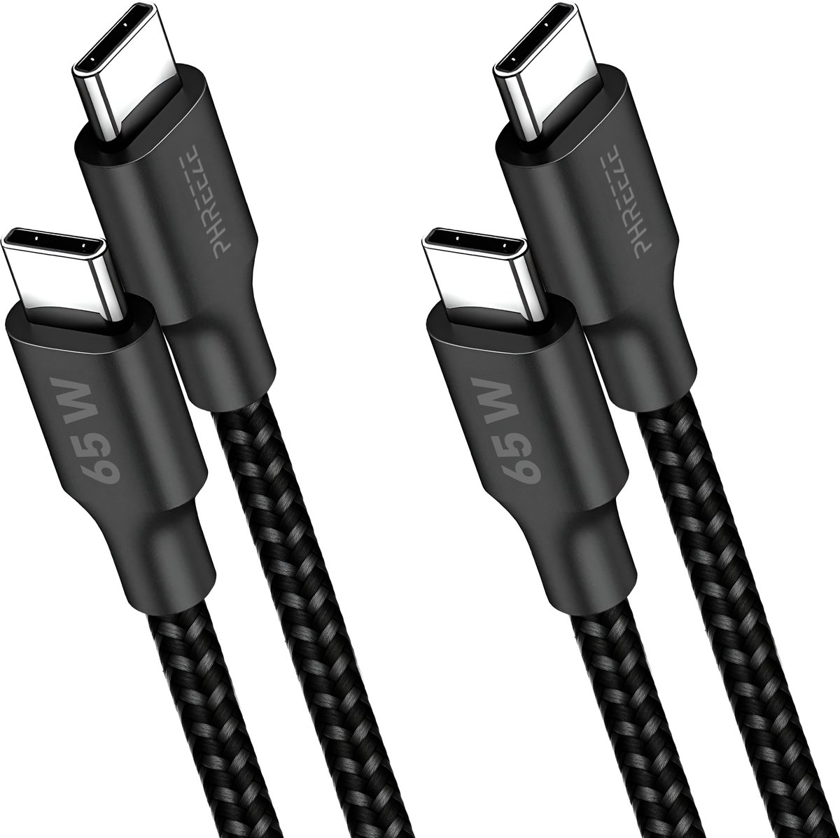 Usb C kabel 1m - Stevig nylon - 65W snelladen - 480Mbps data