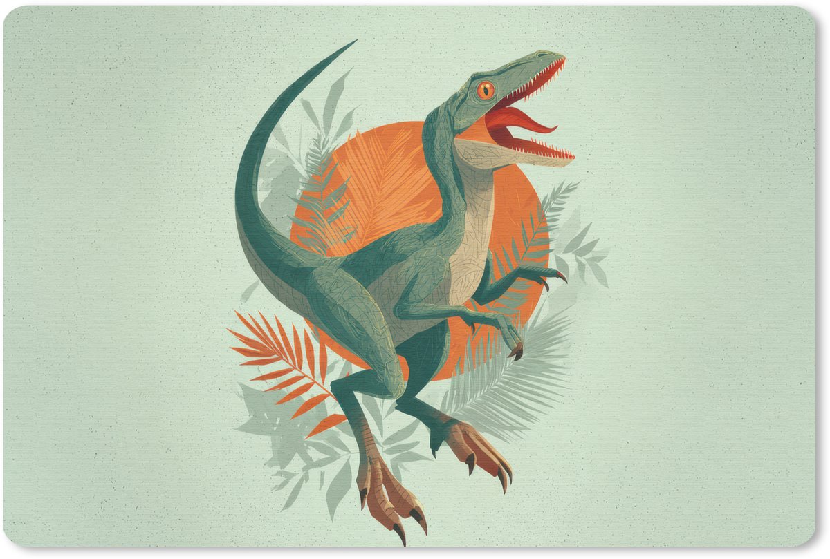 Muismat 27x18 cm - Mousepad Dino - Bladeren - Grafisch - Groen - Muismatten