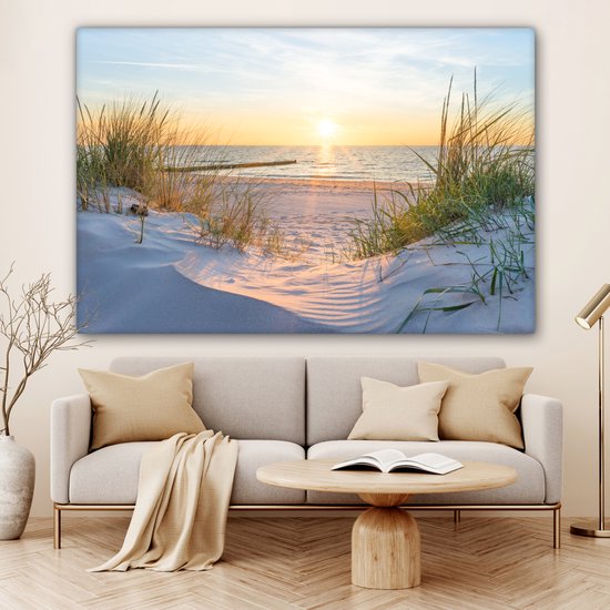 Toile - Tableaux sur toile plage - Mer - Dunes - Paysage - Tableau mer - Peintures sur toile - Tableau salon - 180x120 cm