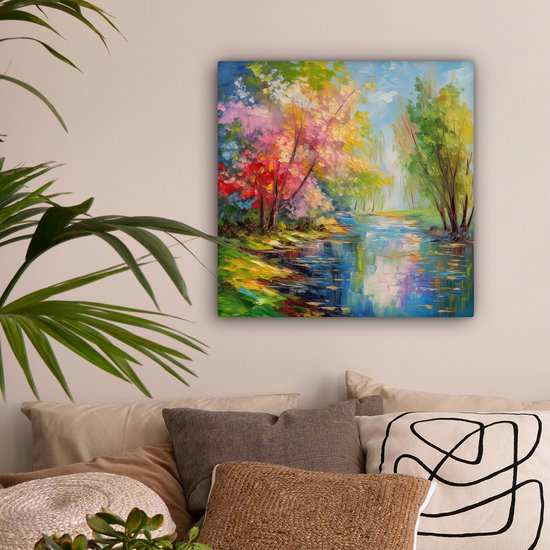 Toile Peinture Huile - Paysage - Nature - Coloré - 50x50 cm - Décoration murale