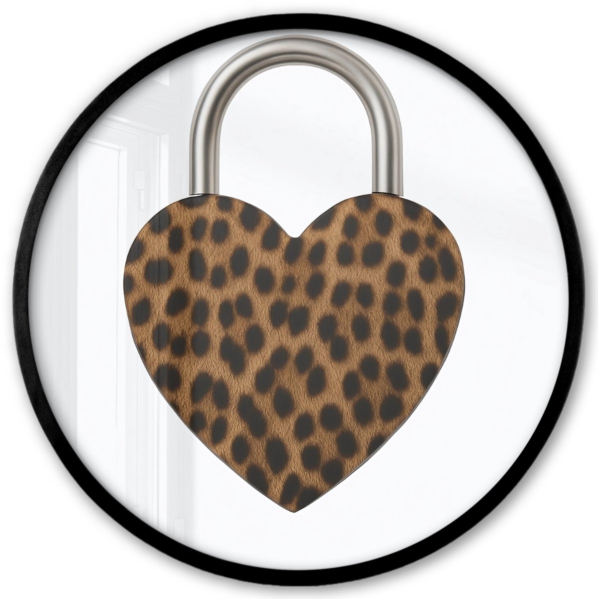 FrameYourWall Poster in lijst Rond - Fotolijst 40x40 cm - Posters - Slot - Hartvormig - Bruin - Panterprint - Ronde posterlijst zwart - Decoratie - Wanddecoratie woonkamer - Muurdecoratie slaapkamer