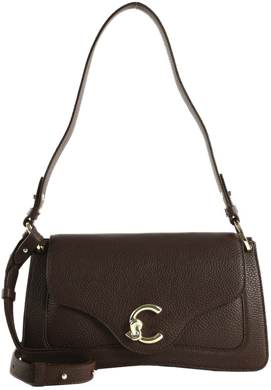 COCCINELLE Cuir sac à main sac à épaule bandoulière C-Me Handle Bag Brunette marron foncé