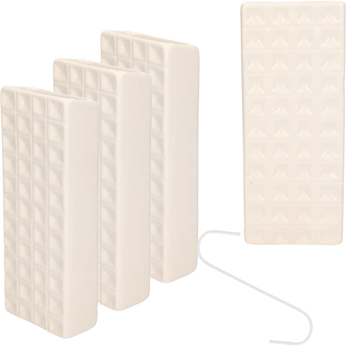 Gerimport Luchtbevochtiger - 5x stuks - waterverdamper - radiator - wit - aardewerk - L8 x H20 cm