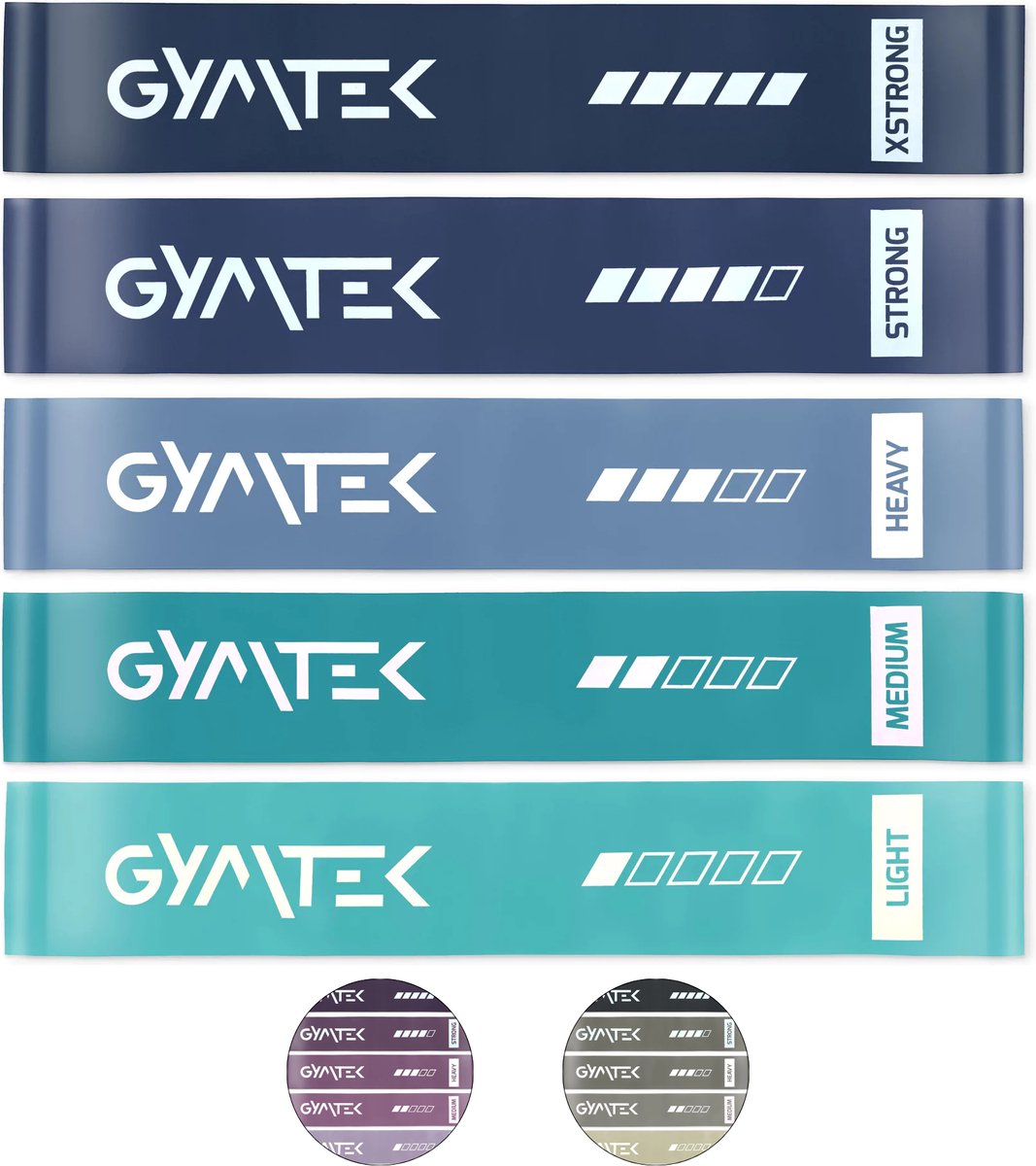 Gymtek® Fitness Weerstandsbanden Set - 5 stuks, 0,5-30 kg - Fitnessbanden, Weerstandsbanden, Gymnastiekbanden - Yoga, Pilates, Krachttraining, Fitness