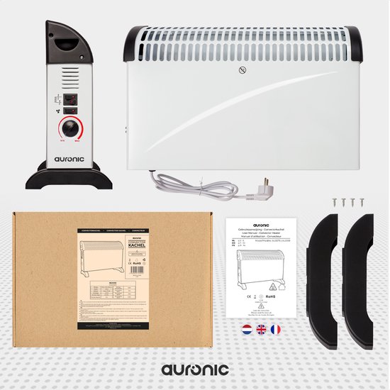 Auronic Elektrische Convectorkachel - 3 Warmtestanden Met Ventilator - 750/1250/2000 Watt - Regelbare Thermostaat - Ventilatorkachel - Oververhittingsbescherming - Wit