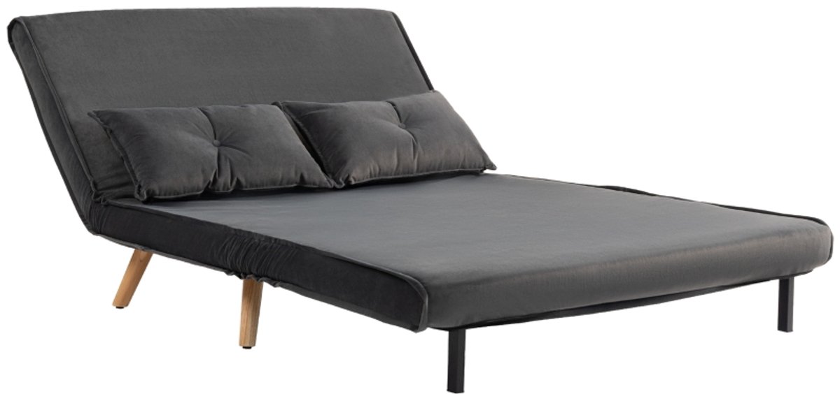 HOMCOM 2-persoons slaapbank - bedbank - om te zetten in een bed - instelbare rugleuning - stoffen bekleding - metalen frame - grijs