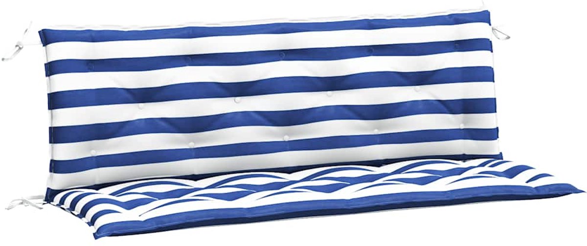 vidaXL - Tuinbankkussens - 2 - st - gestreept - 150x50x7 - cm - stof - wit - en - blauw