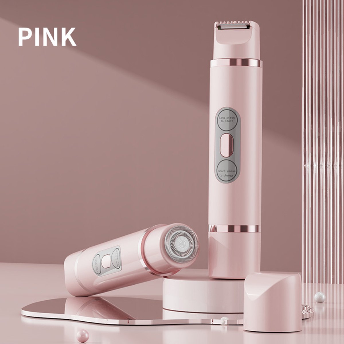 Epilator Met Dubbele Kop Elektrisch Scheerapparaat En Trimmer Voor Vrouwen Roze