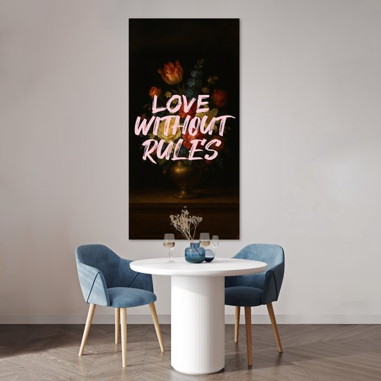 Poster 75x150 cm - Liefde - Modern - Bloemen - Posters - Kamer decoratie - Wanddecoratie woonkamer - Muurdecoratie slaapkamer