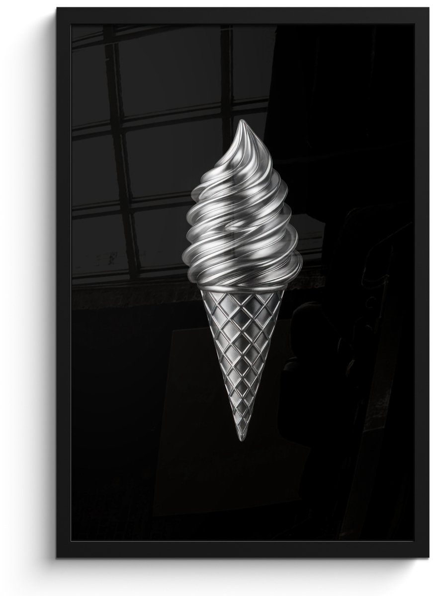 FrameYourWall Poster in lijst - Fotolijst 40x60 cm - Posters - Softijs - Realistisch - Futuristisch - Posterlijst zwart - Decoratie - Wanddecoratie woonkamer - Muurdecoratie slaapkamer