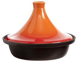 Cosy & Trendy Tajine Zwart / Oranje - Gietijzeren Schaal - Ø25cm - Geschikt voor Inductie