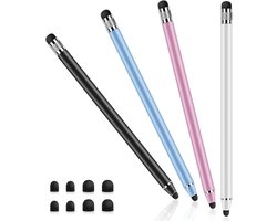 Lot de 4 stylets pour tablette pour toutes les tablettes, stylet capacitif en caoutchouc 2-en-1 très sensible, stylet tactile pour téléphone portable, stylet tactile universel pour iPhone Galaxy Xiaomi smartphone, iPads et tous les écrans tactiles
