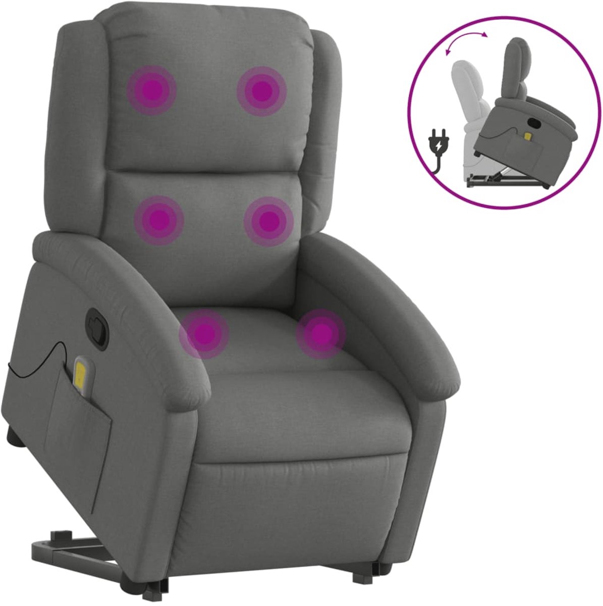 vidaXL Sta-op-massagestoel - verstelbaar - stof - donkergrijs