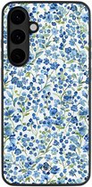 Casimoda® hoesje - Geschikt voor Samsung Galaxy S25 FE - Vintage Blue Floral - Zwart TPU Backcover - Bloemen - Blauw