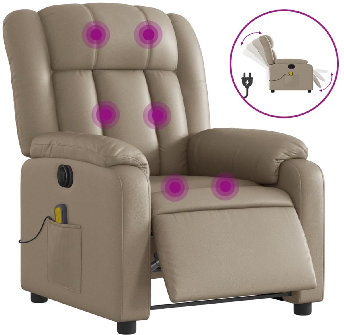 vidaXL Massagestoel - verstelbaar - elektrisch - kunstleer - cappuccinokleurig