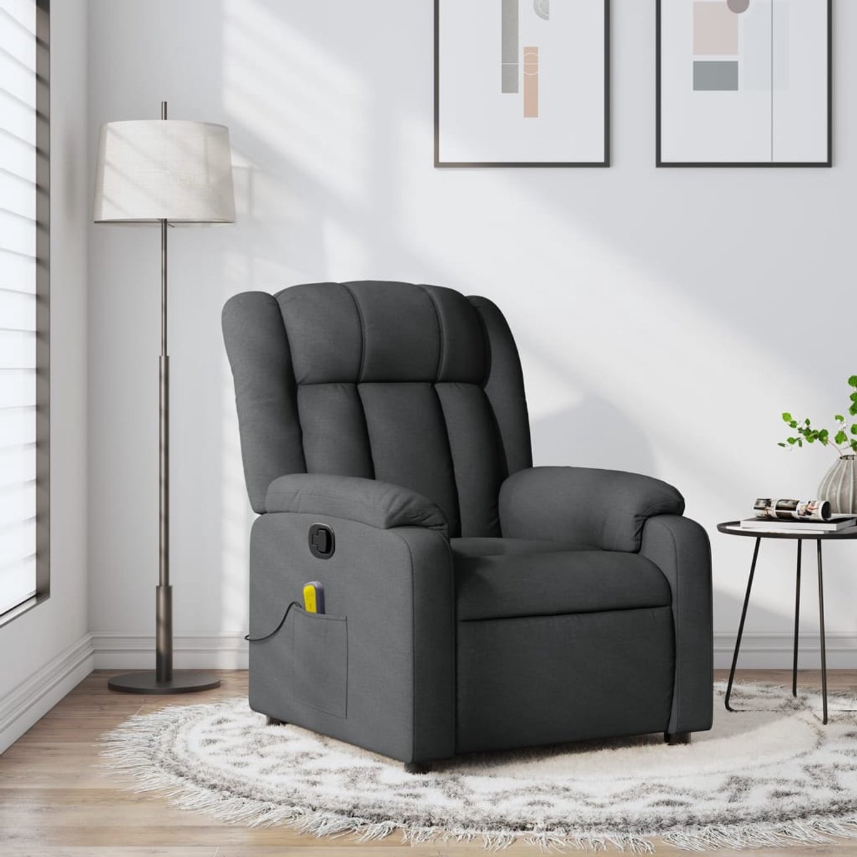 vidaXL Massagestoel - in - donkergrijze - stof Donkergrijs