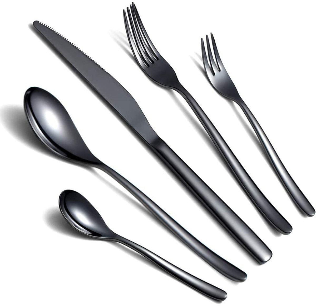 Cuhostki 5pcs Stainless Steel Black Cutlery Set Dishwasher Safe Eco-Friendly