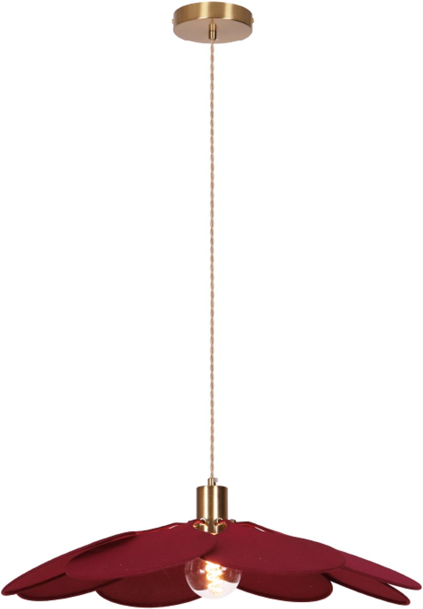 Olucia - NENA - Hanglamp - Bourgondisch rood / Messing - Vorm: Rond
