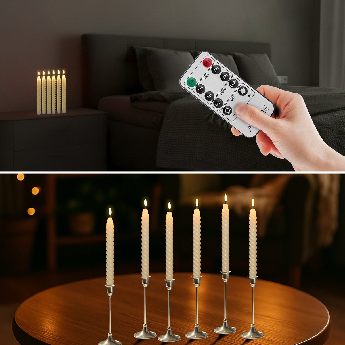 AiiBowy LED Taper Kaarsen met Timer [Set van 6], Flikkerende Warme