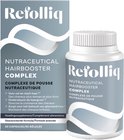 Refolliq Nutraceutical Hairbooster Complex doos en potje. Benadrukt vollere, sterkere haargroei en glans voor haar, huid en nagels.