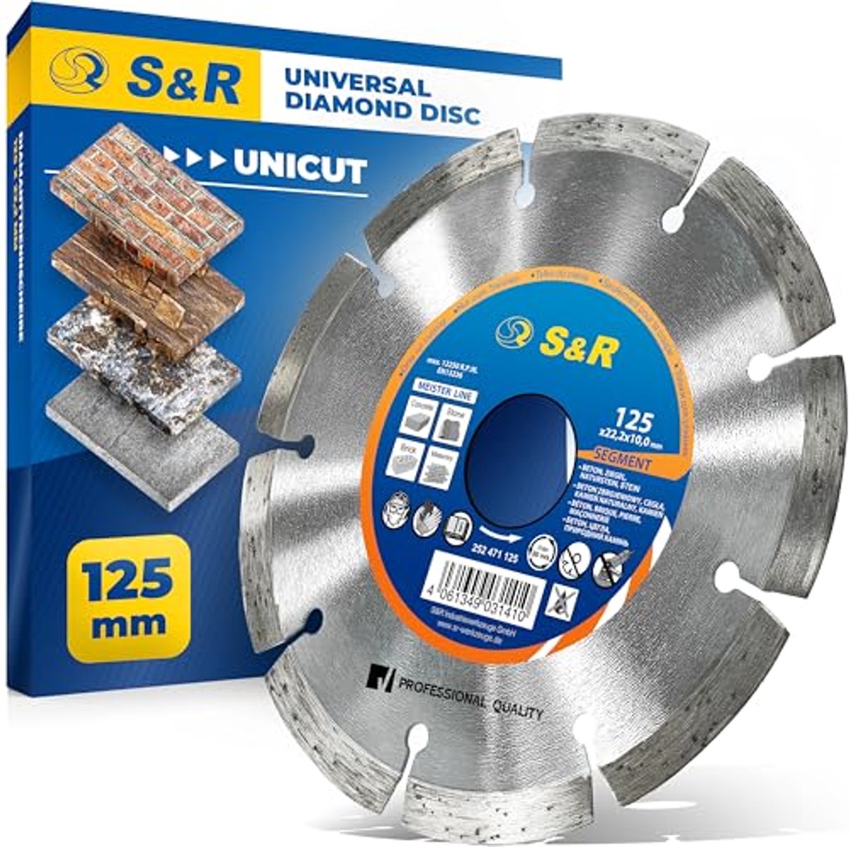 Diamantschijf 125mm – Universele Slijpschijf voor Beton, Graniet, en Tegels