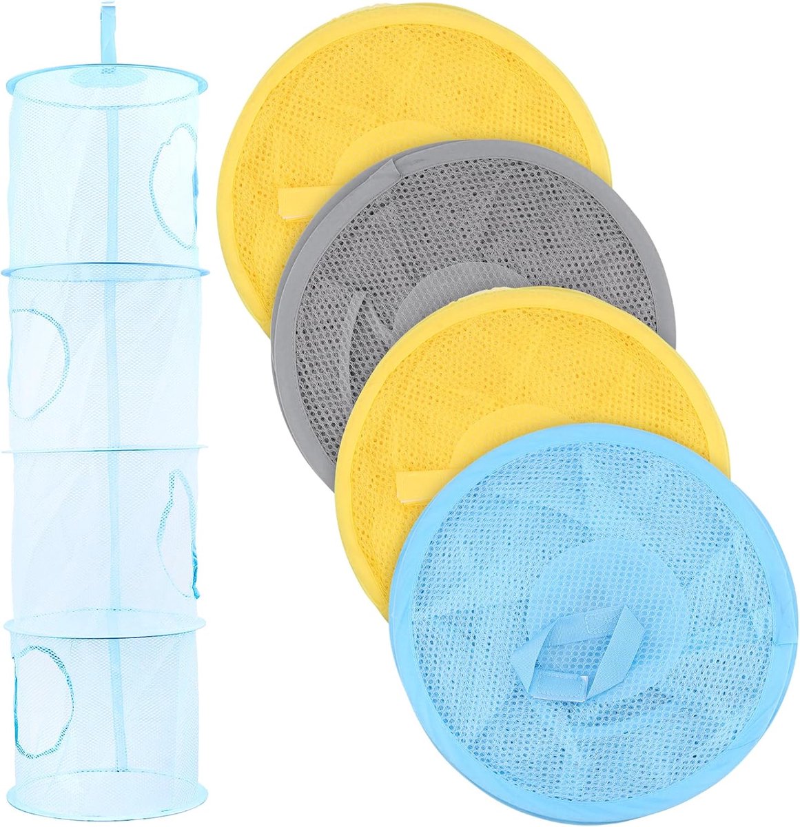5 Pcs Hanging Net Storage Compartments - 4 Compartments - Mesh Hanging Storage Basket - Foldable Storage Nets - Hanging Organizer voor Slaapkamer - Keuken - Balkon