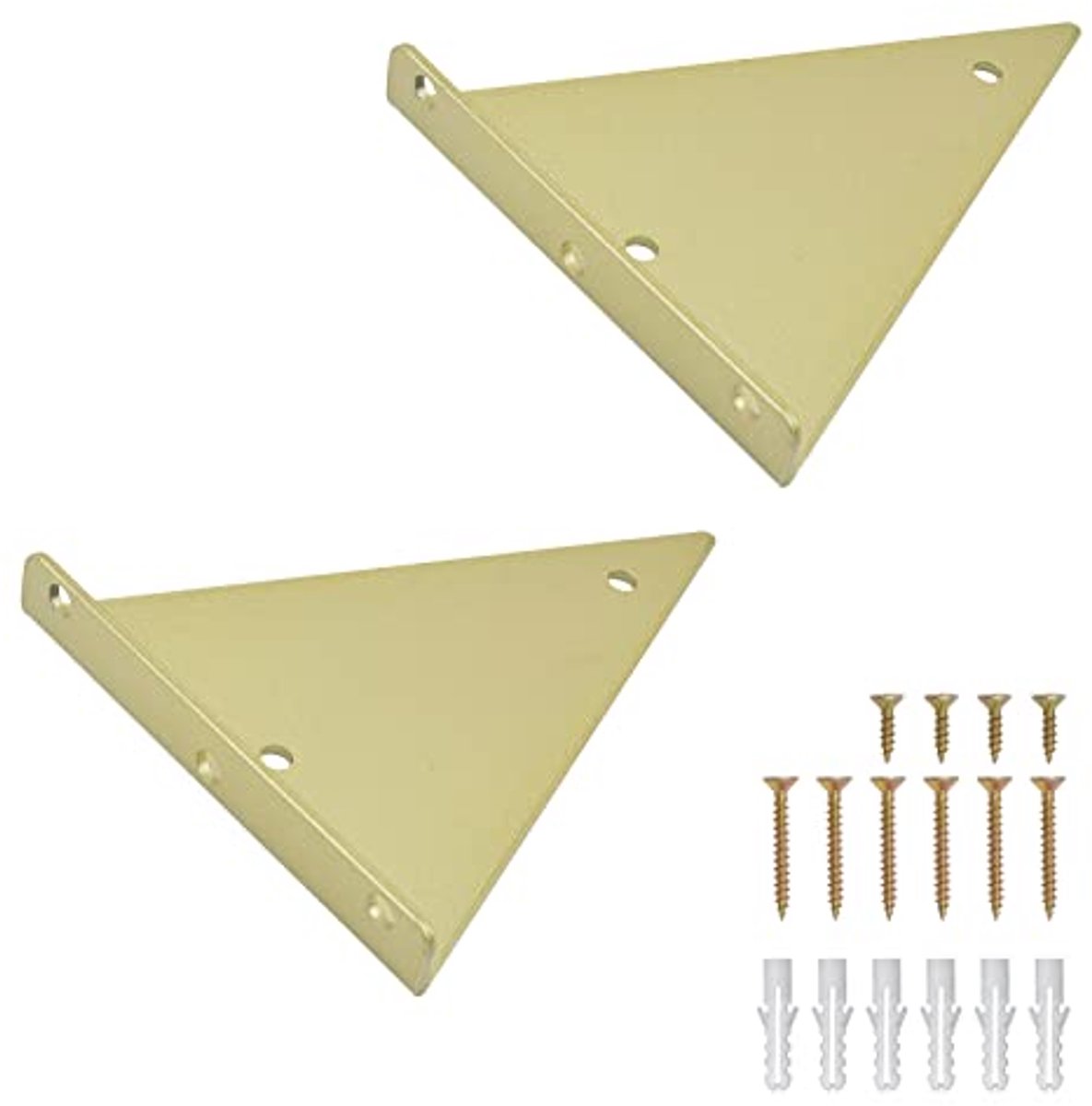Zware Driehoekige Plankbeugels - Stalen Wandgemonteerde Plankondersteuning voor Zwevende Tafels (17 cm, Goud)
