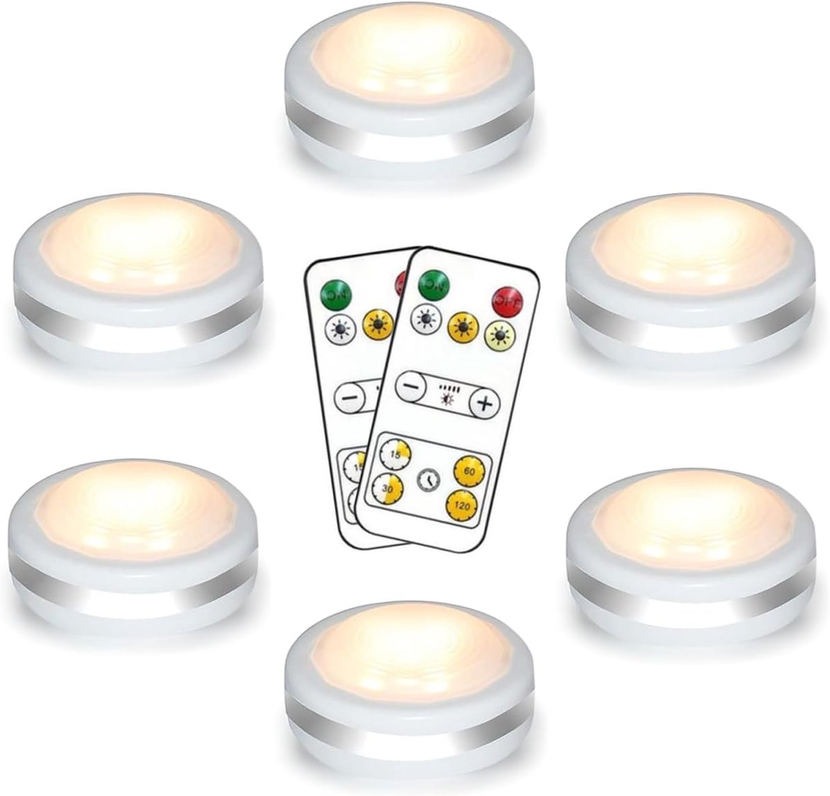 KAIA - Kastverlichting met Bewegingssensor - Draadloze Ledlamp - Onderbouw LED Lamp op Batterij - 6 Stuks - Warm Wit