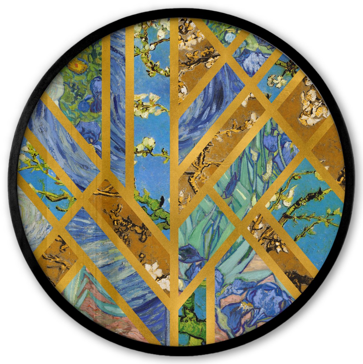 FrameYourWall Poster in lijst Rond - Fotolijst 40x40 cm - Posters - Van Gogh - Oude meesters - Kunst - Ronde posterlijst zwart - Decoratie - Wanddecoratie woonkamer - Muurdecoratie slaapkamer Multicolor