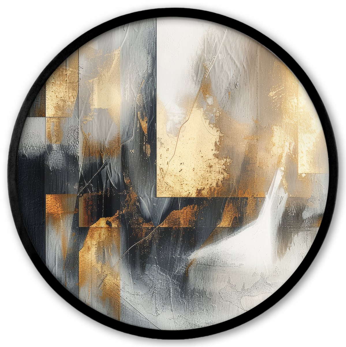 FrameYourWall Poster in lijst Rond - Fotolijst 40x40 cm - Posters - Kunst - Goud - Zilver - Abstract - Ronde posterlijst zwart - Decoratie - Wanddecoratie woonkamer - Muurdecoratie slaapkamer