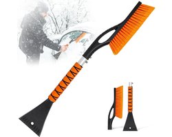 2-in-1 Ijskrabber met Borstel voor Auto - 27-inch Raamkrabber - Ontdooier - – Sneeuwborstel met Raamkrabber en Ontdooier - Ontdooitool voor Winterruiten, Sneeuw en IJs Verwijderen - Oranje