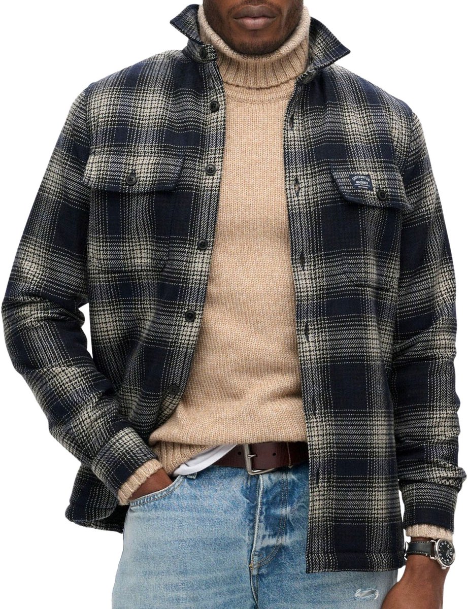 Superdry WOOL MILLER OVERSHIRT Heren Trui Zwart