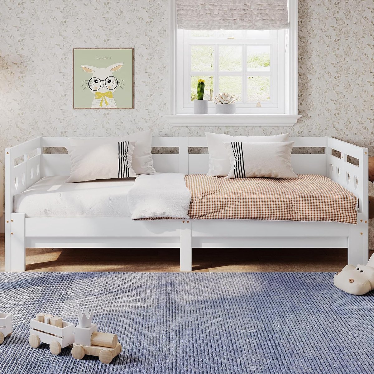 Uitschuifbaar Hartvormig Bed - Veelzijdig Dagbed en Slaapgelegenheid in Wit 90 x 200 cm
