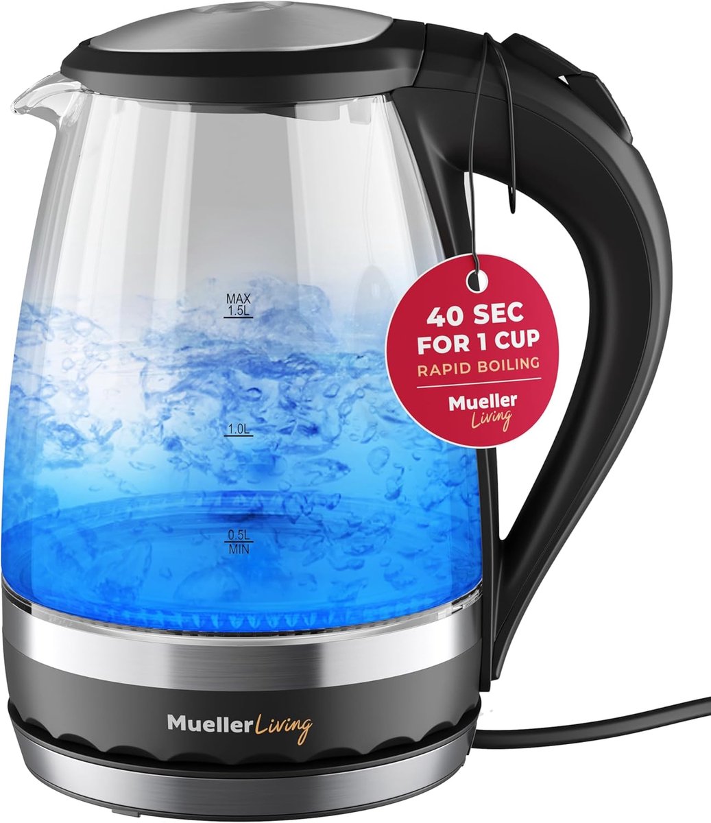 Elektrische Glaskoker 1,5L met SpeedBoil Technologie en Automatische Uitschakeling