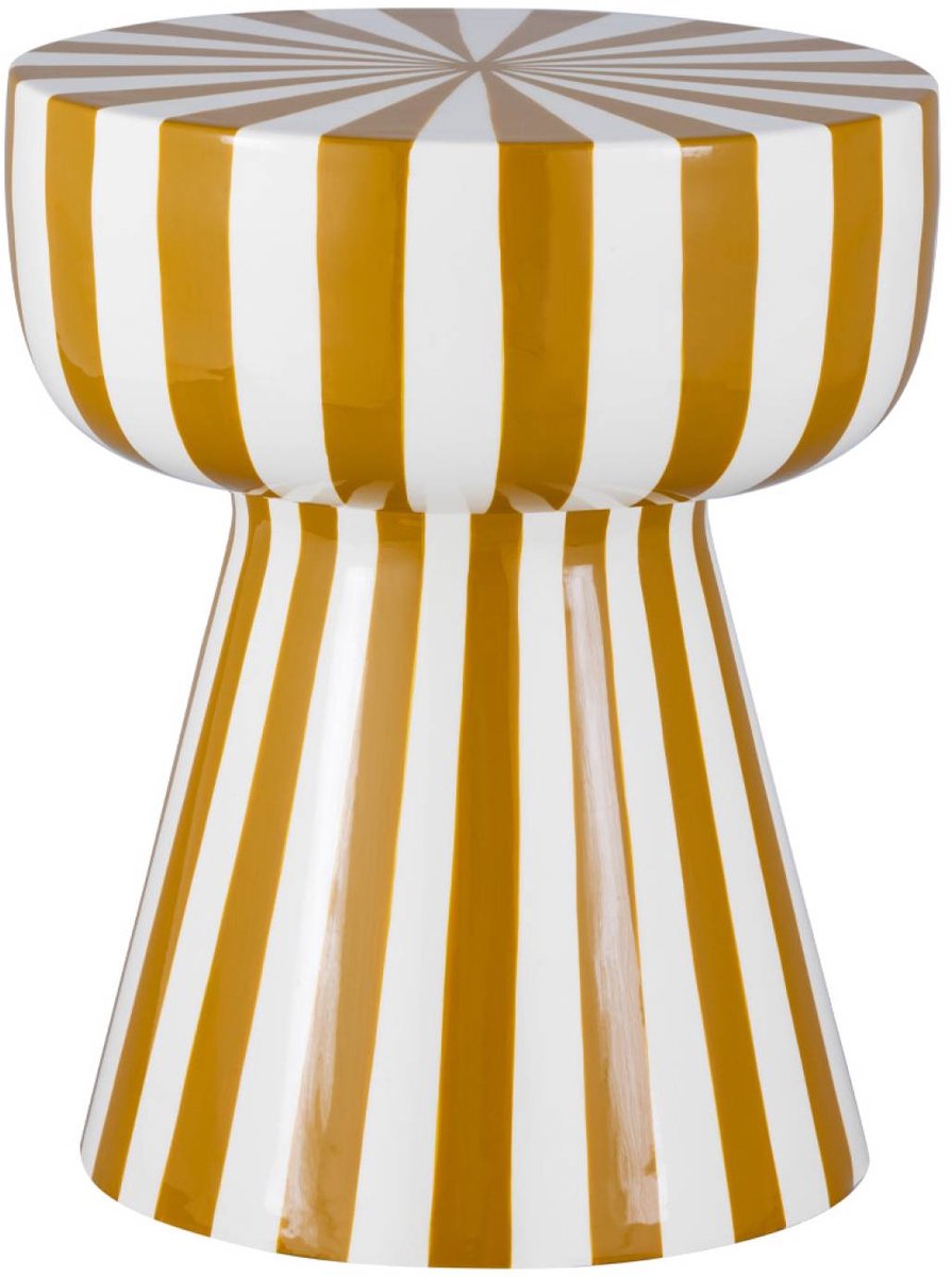 sweeek - Bijzettafel, nachtkastje, geëmailleerd van staal gestreept ø34 x h41cm - ziggy