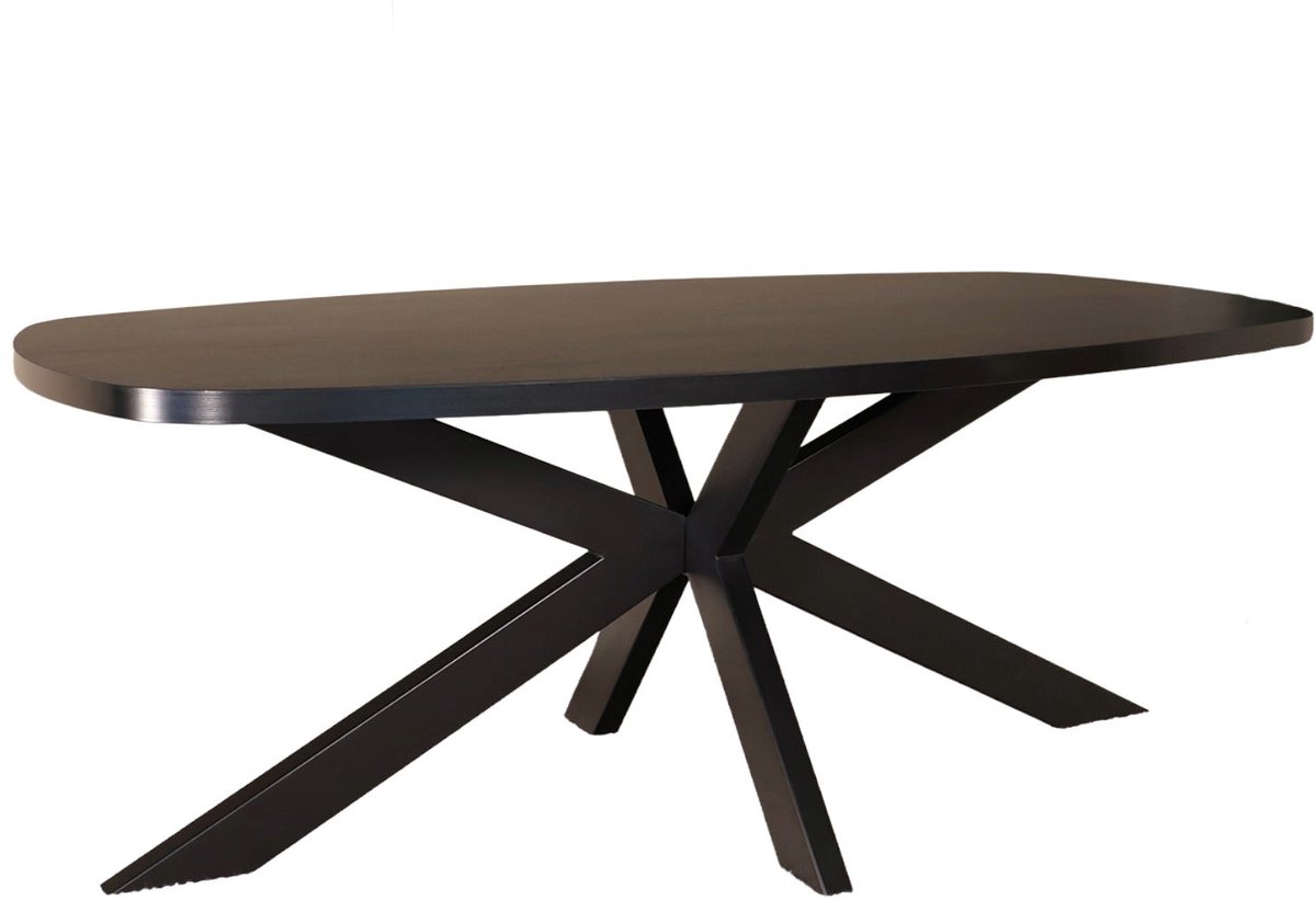Lizzely Garden & Living Eettafel Leco deens ovaal 200cm zwart melamine ovale tafel eetkamertafel