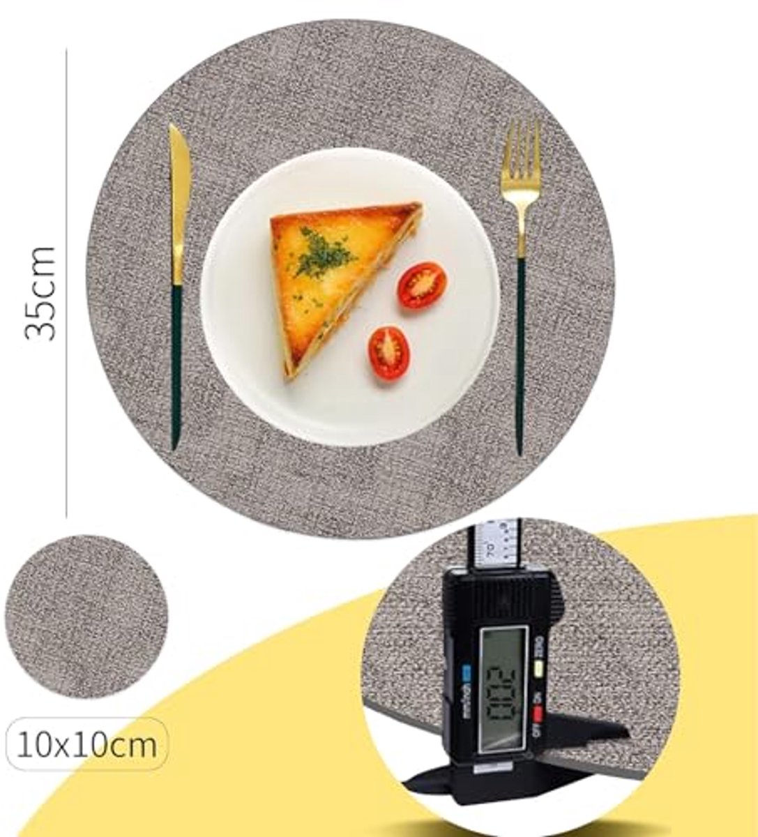 Ronde placemats en onderzettersets 6-delig - Hittebestendig, Wasbaar en Antislip - Ø43 cm