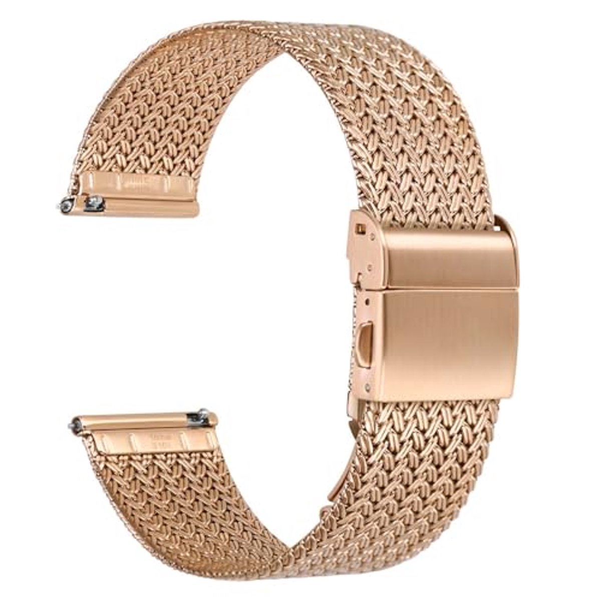22mm Metalen Horlogeband voor Heren en Dames van Roestvrij Staal - Snelsluiting en Vouwsluiting (Rosé Goud)