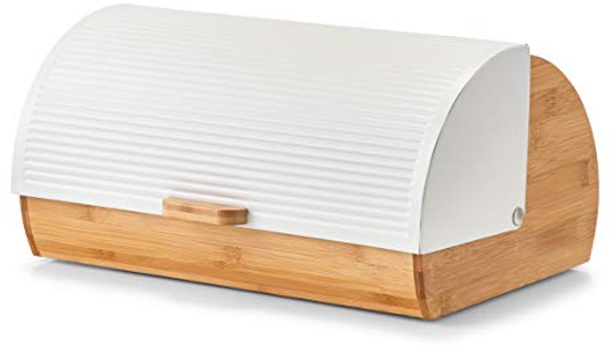 Moderne Bamboe en Metaal Broodtrommel in Scandi-Design