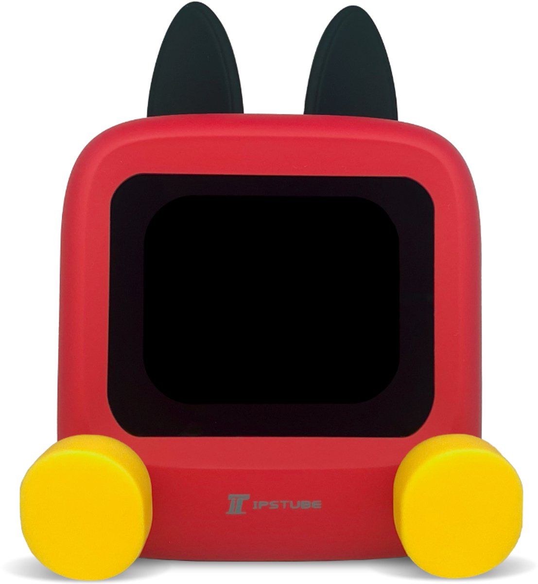 Wedjis Retro Mili-TV – Digitale Klok & Bluetooth Speaker – Smart display – Kunststof – Dimbaar scherm – Cadeaus voor vrouwen – Rood/Geel