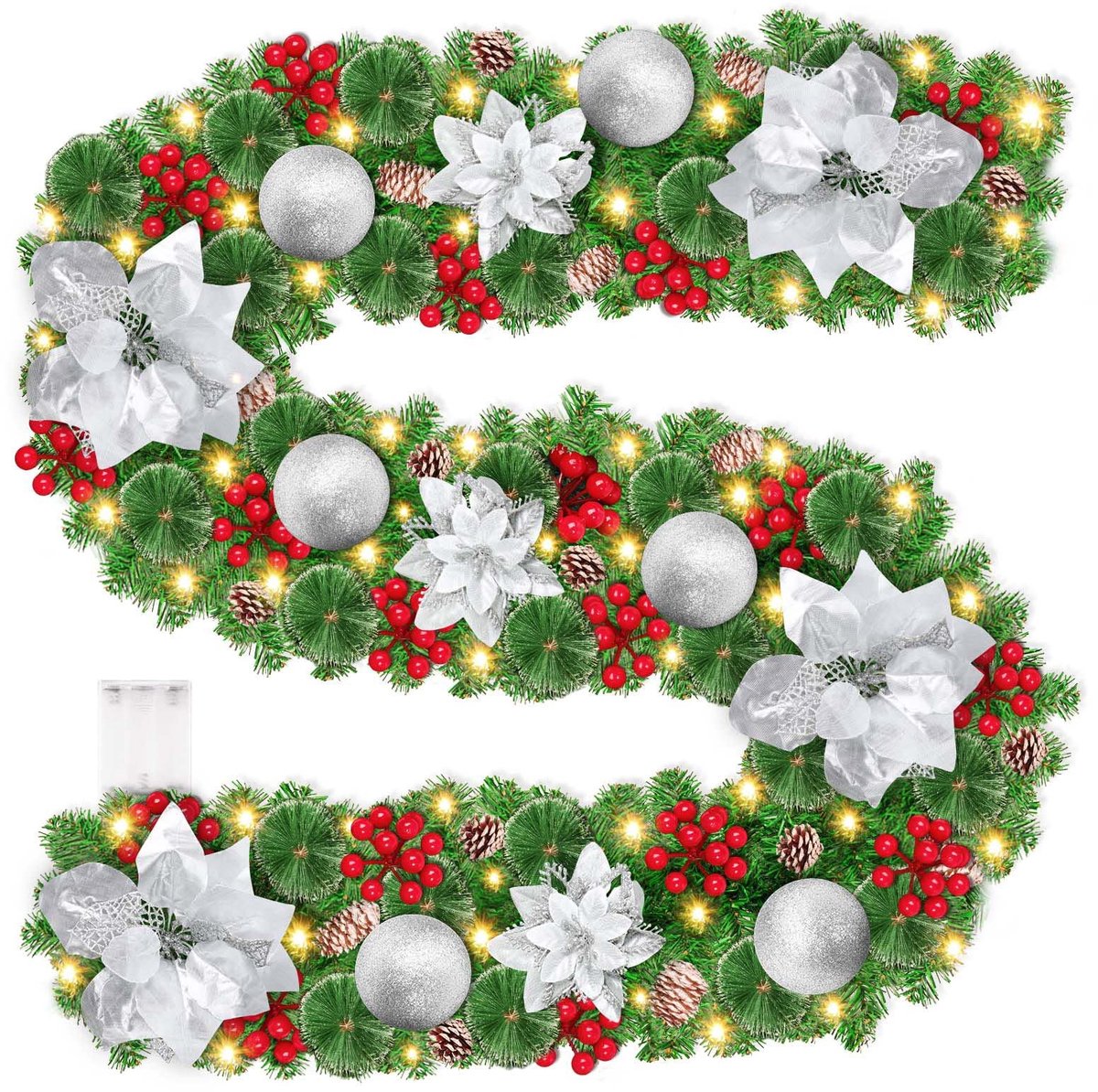 Azomor® Sfeervolle Kerstguirlande met LED-verlichting voor binnen en buiten
