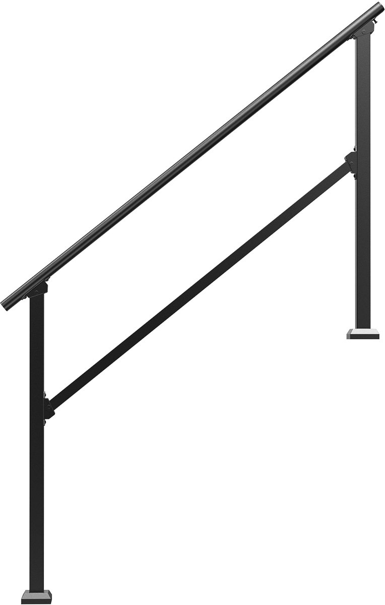 VEVOR reling trapleuning met dwarsbalk leuning borstwering 138cm 4-5 treden
