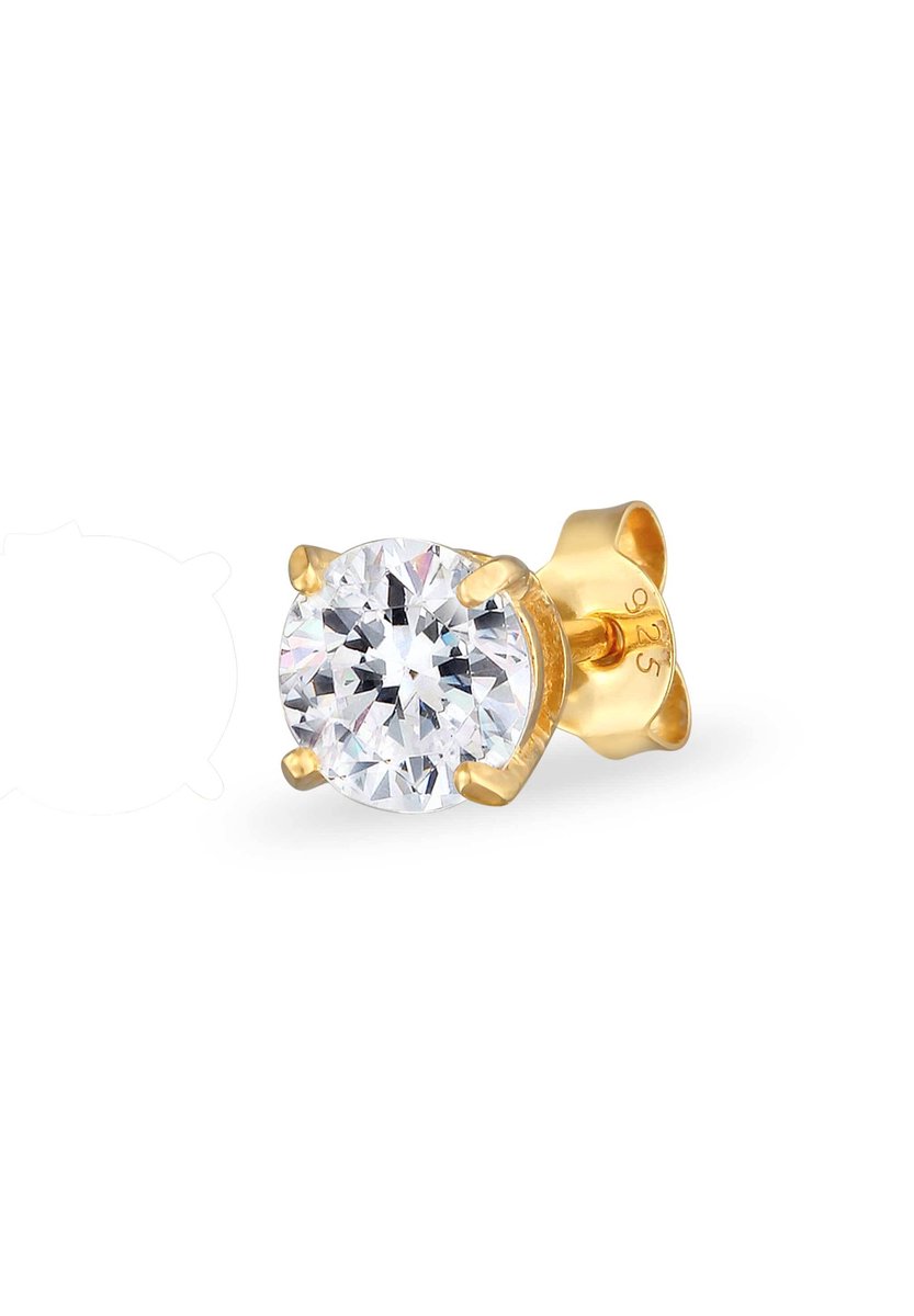 KUZZOI - Oorbellen - Oorsteker Heren Glaskristal Wit 925 Sterling Zilver -