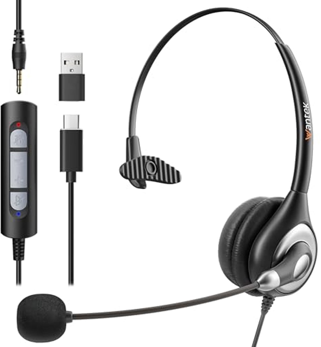 Headset Type-C Mono met microfoon en Noise Cancelling voor Teams en Call Center
