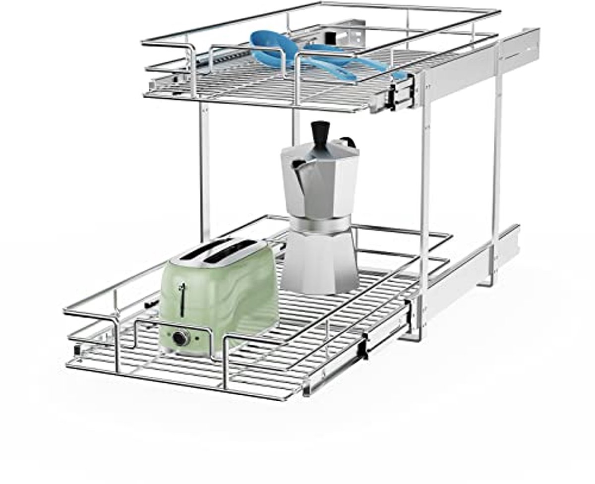 Uittrekbare Kast Organizer - 2-Tier Specerijen Plank voor Keuken en Badkamer
