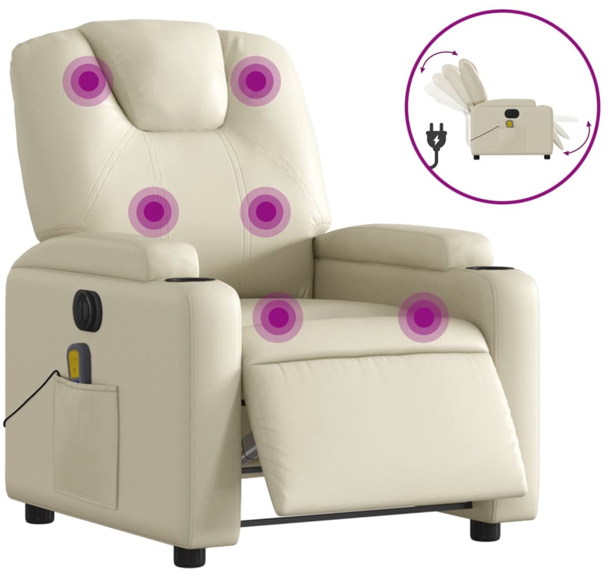 vidaXL Massagestoel - verstelbaar - elektrisch - kunstleer - crèmekleurig